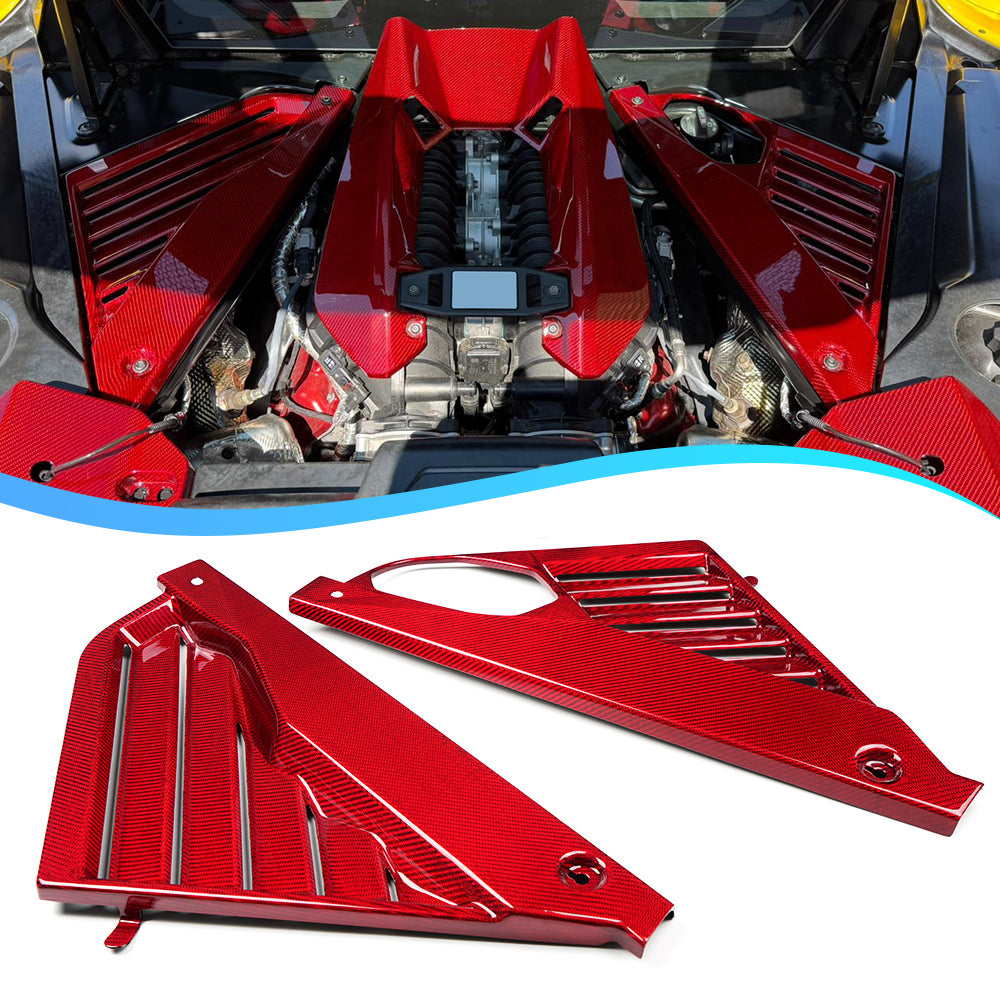 For Corvette C8 Stingray Z06 Coupe 2020+ Replacement Engine Bay Side Cover Dry Carbon Fiber Accessories