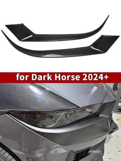 Real Carbon Fiber Headlight Eyebrow Eyelid Trim Frame Cover Exterior Accessories For Ford Mustang S650 Dark Horse 2024+