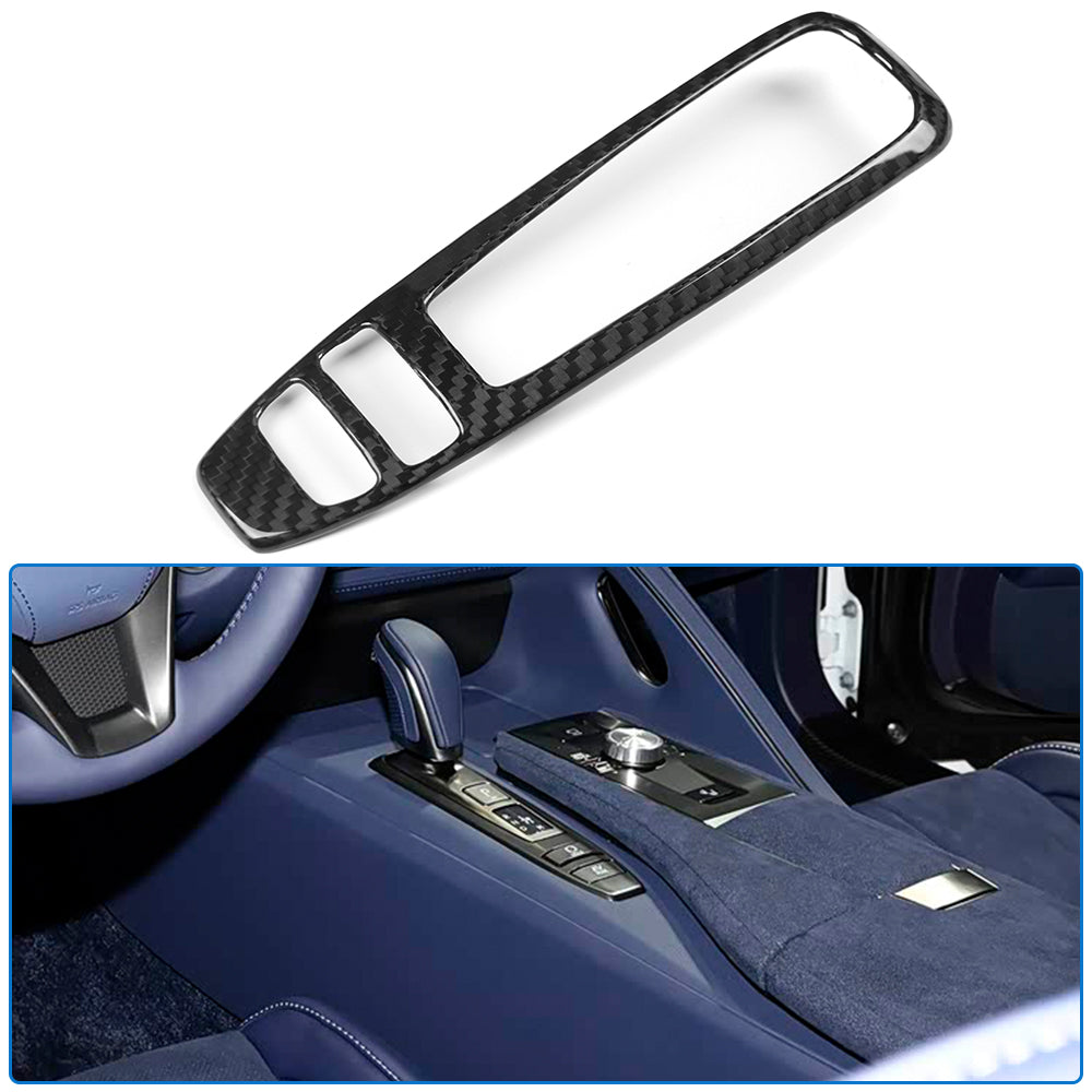 Real Dry Carbon Fiber Gear Shift Button Panel Trim for Lexus LC500 LC500h 2018-2026