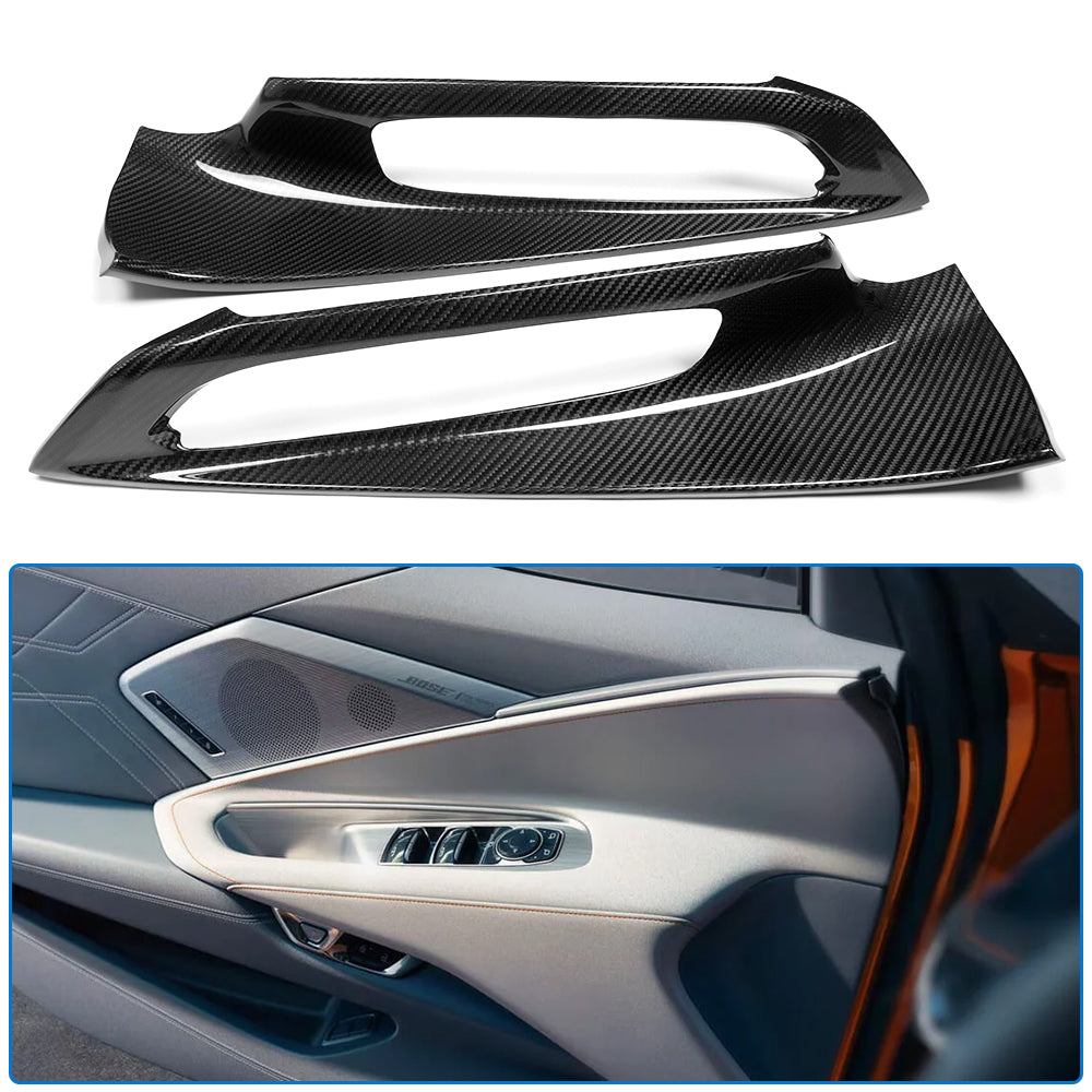 Pre-Preg Carbon Fiber Door Window Switch Panel For Corvette C8 2026+ E-Ray Stingray ZR1 Z06 Interior Door Panel Handrest Cover