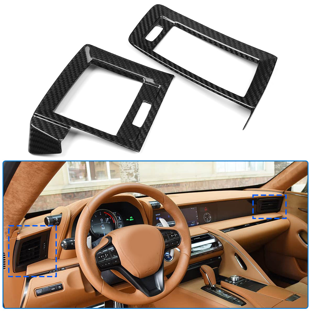 Real Dry Carbon Fiber Dashboard Side Air Conditioning Vent Outlet Cver Trim for Lexus LC500 LC500h Coupe Concertible 2018 2019 2020 2021 2022 2023, Not for 2024+