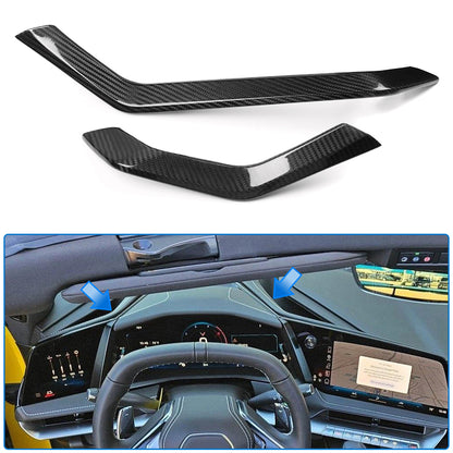 Dry Carbon Fiber Dashboard HUD Surround Panel Trim For Corvette C8 ZR1 Z06 Stingray Convertible Coupe 2026+ 2PCS Speedometer Back Bezel