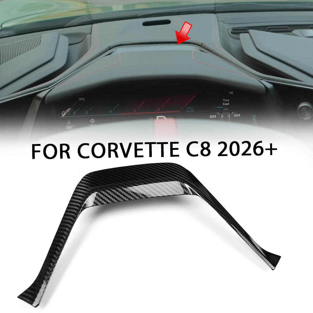 Dry Carbon Fiber Dashboard HUD Surround Panel Trim For Corvette C8 ZR1 Z06 Stingray Convertible Coupe 2026+ 2PCS Speedometer Back Bezel