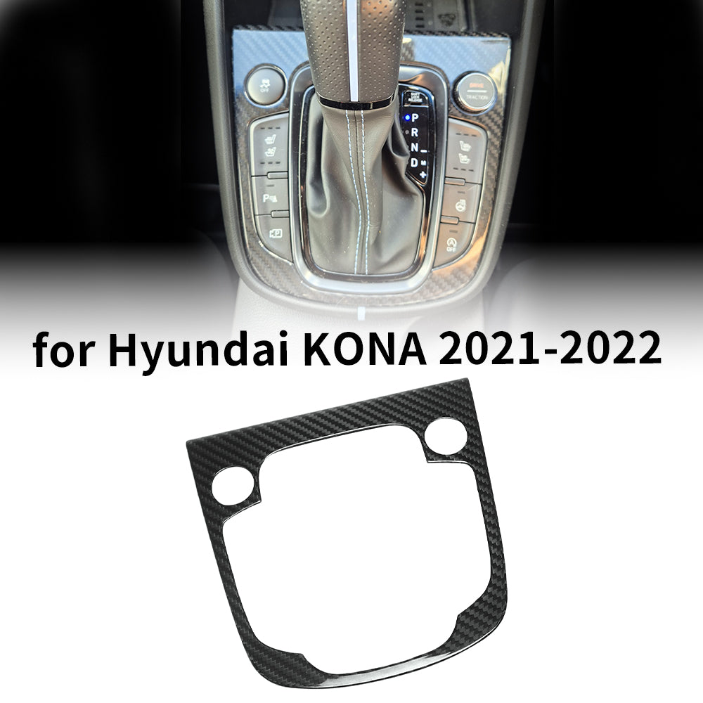 For Hyundai Kona N Kona N Line 2021+ Console Gear Shifter Knob Panel  Dry Carbon Fiber Interior Accessories