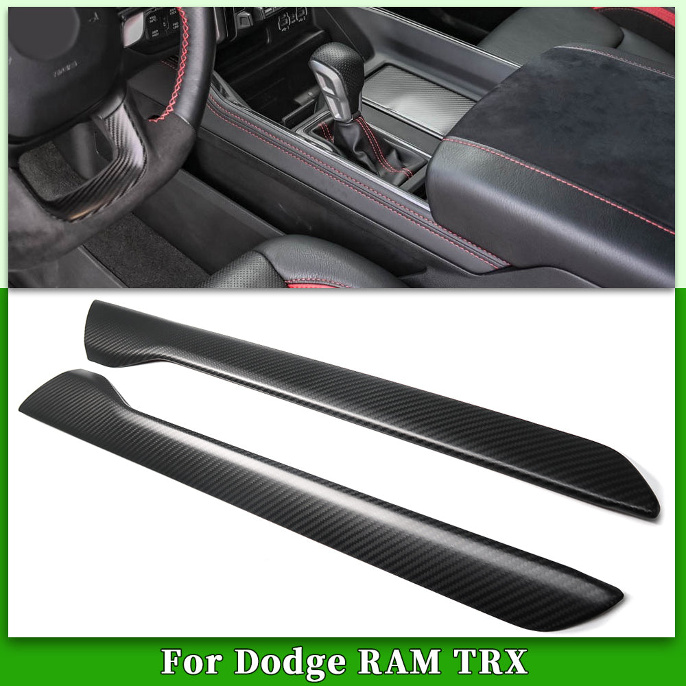 Real Carbon Fiber Center Console Side Panel Covers For Dodge Ram 1500 TRX Limited Rebel Laramie 2019-2023