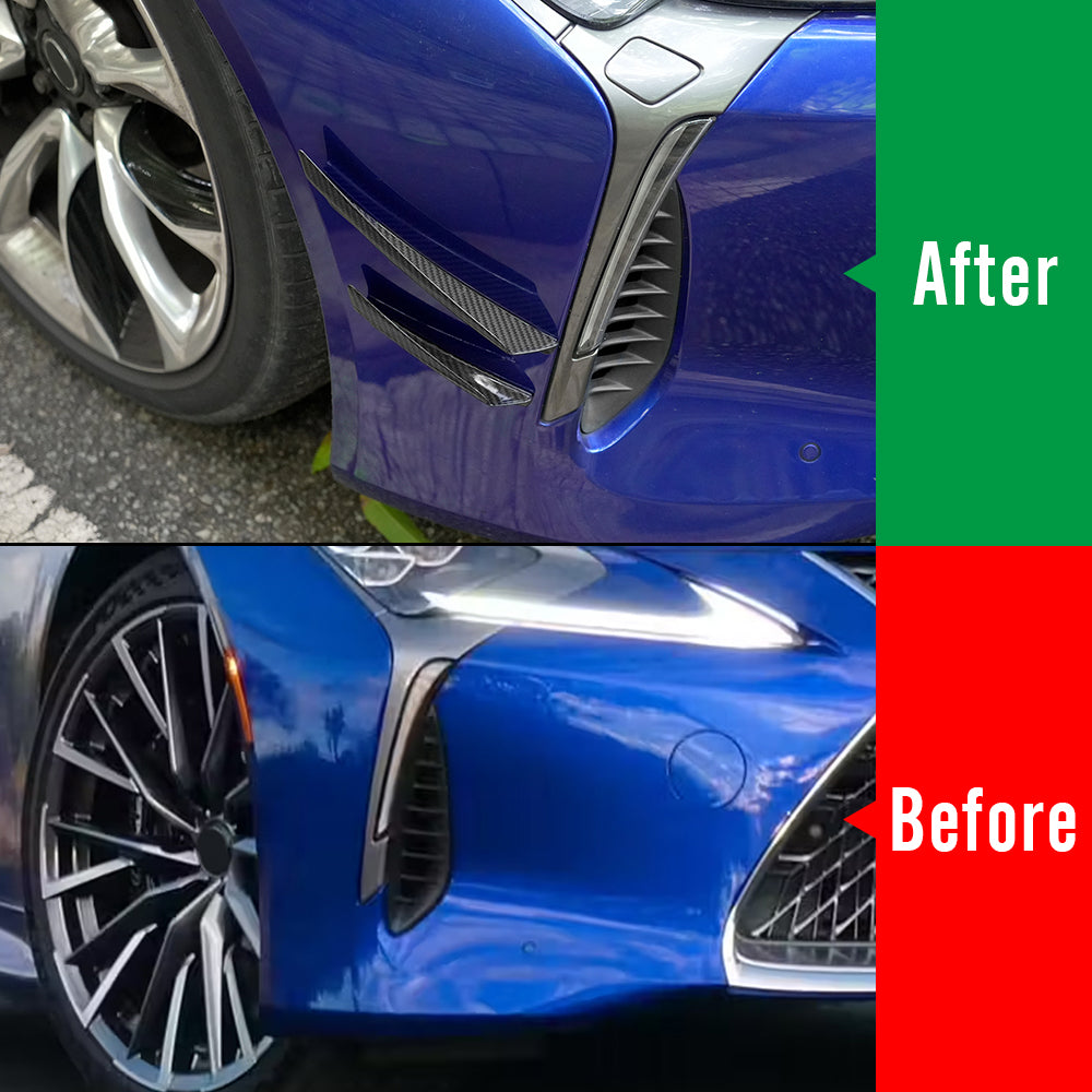 Real Dry Carbon Fiber Front Bumper Canards Trim for Lexus LC500 LC500h 2018-2026 Front Side Aero Fins Cover
