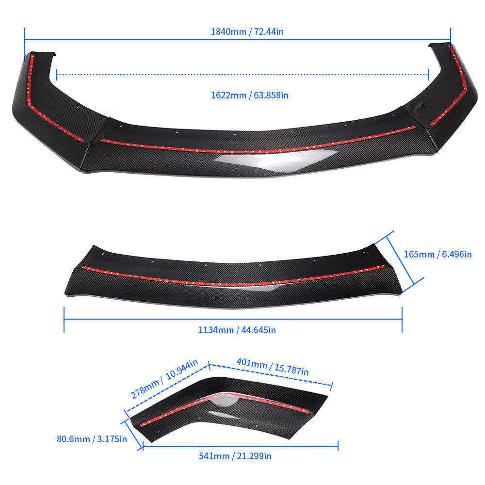 For Mustang S650 Dark horse 2024+ Non Performance Handling Package Model Front Bumper Lip Splitter Real Carbon Fiber