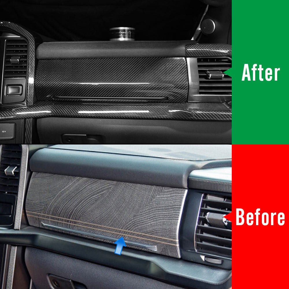 Dry Carbon Fiber Passage Side Glove Box Cover Trim for Ford F150 Raptor Lariat F-250 F-350 2021-2024 Dashboard Glove Compartment Cover