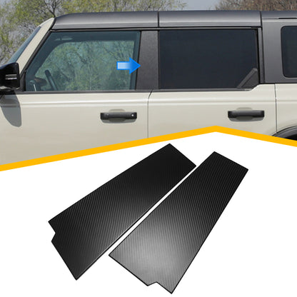 For Ford Bronco Raptor 2021-2024 B Pillar Window Post Panel Decor Trim Dry Carbon Fiber Exterior Accessories