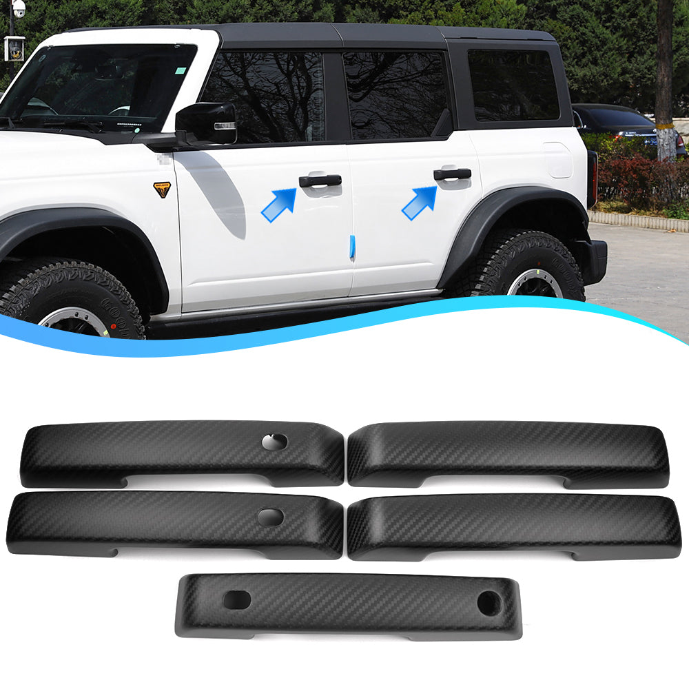 Carbon Fiber Side Doors & Tailgate Handle Covers with Smart Holes For Bronco Raptor 2021+