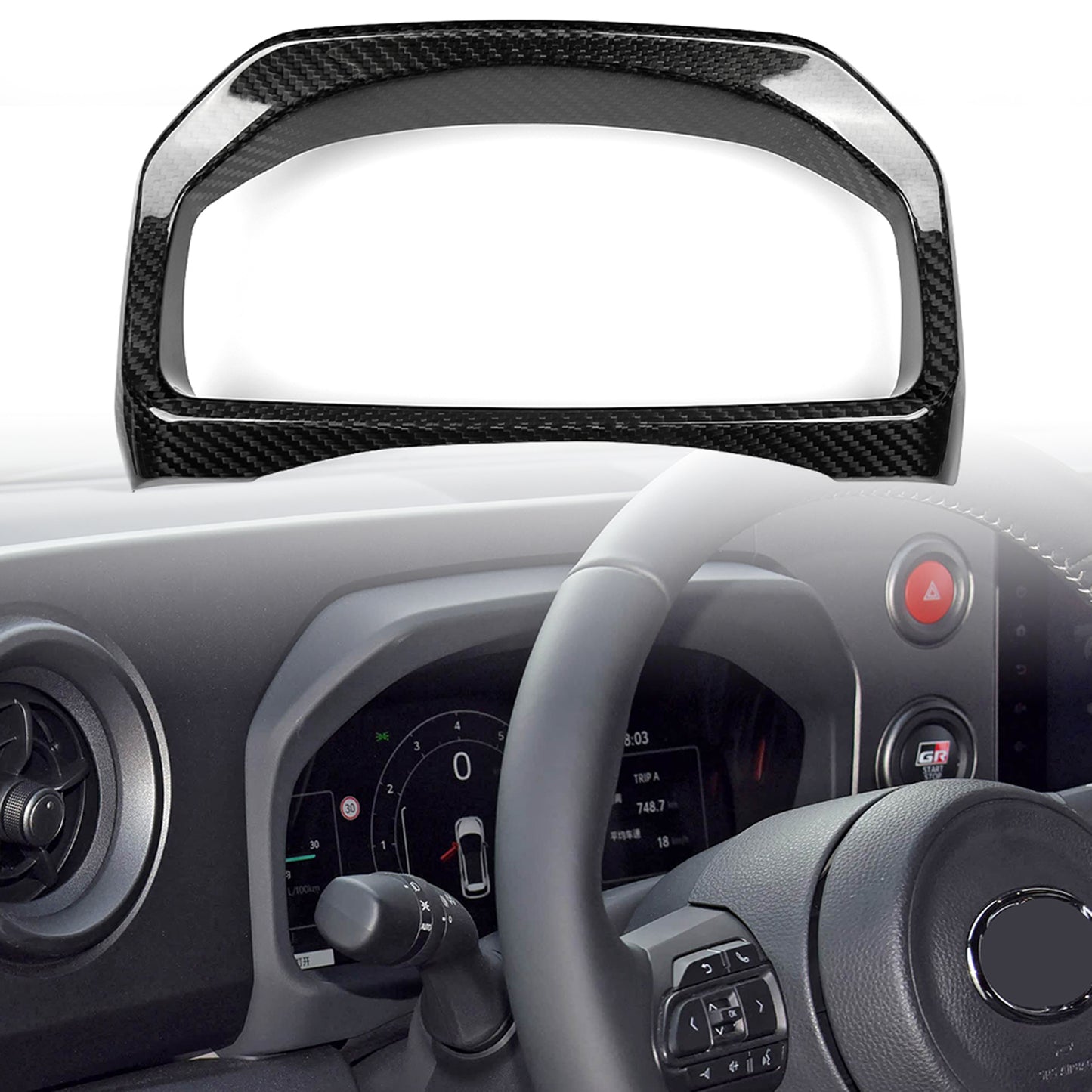 Dry Carbon Fiber Dash Instrument Surround Frame Cover For Toyota GR Yaris RS RZ Performance 2025 2026, Center Console Trim