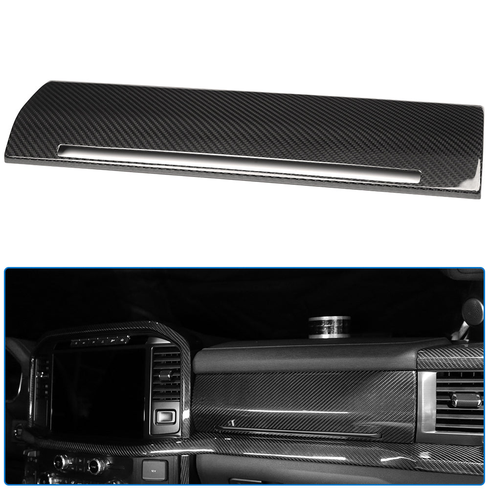 Dry Carbon Fiber Passage Side Glove Box Cover Trim for Ford F150 Raptor Lariat F-250 F-350 2021-2024 Dashboard Glove Compartment Cover