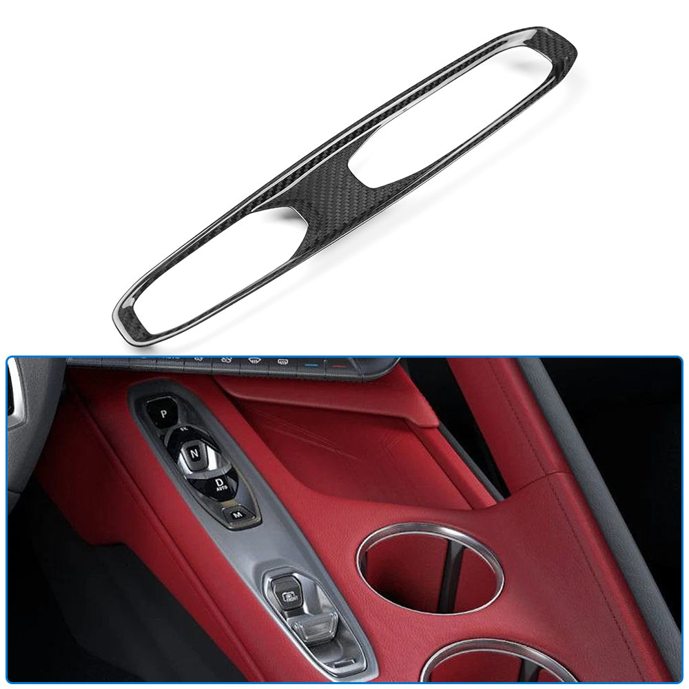 Pregreg Carbon Fiber Gear Shift Button Cover for Corvette C8 Coupe HTC Z06 ZR1 2026+ Center Console Trim
