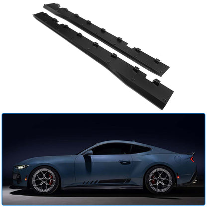 RTR Style Side Skirts, ABS Plastic Side Skirts Extension Splitter Lip For Ford Mustang S650 Dark Horse GT 2024 2025