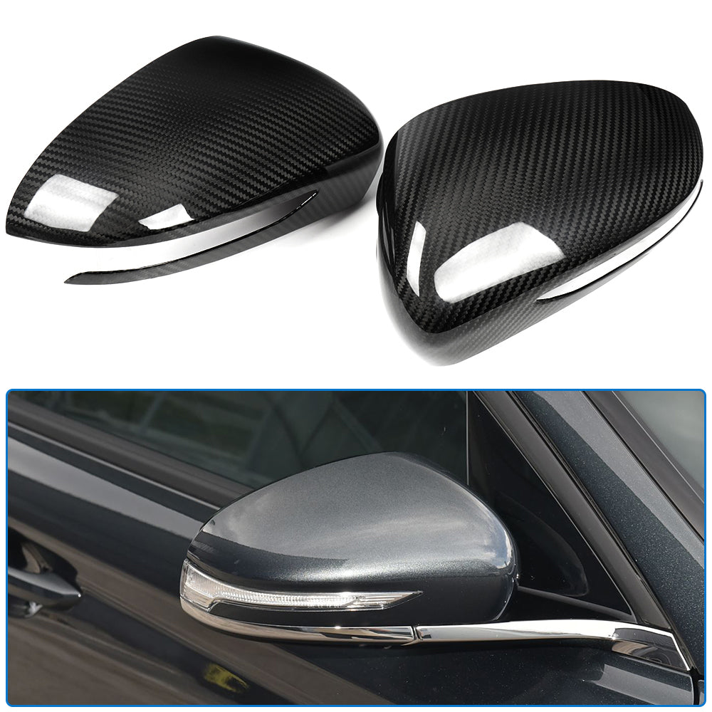 Rear Carbon Fiber Side Rearview Mirrors Cover Trim For Genesis G70 Prestige IK Sport Advanced 2017 - 2025