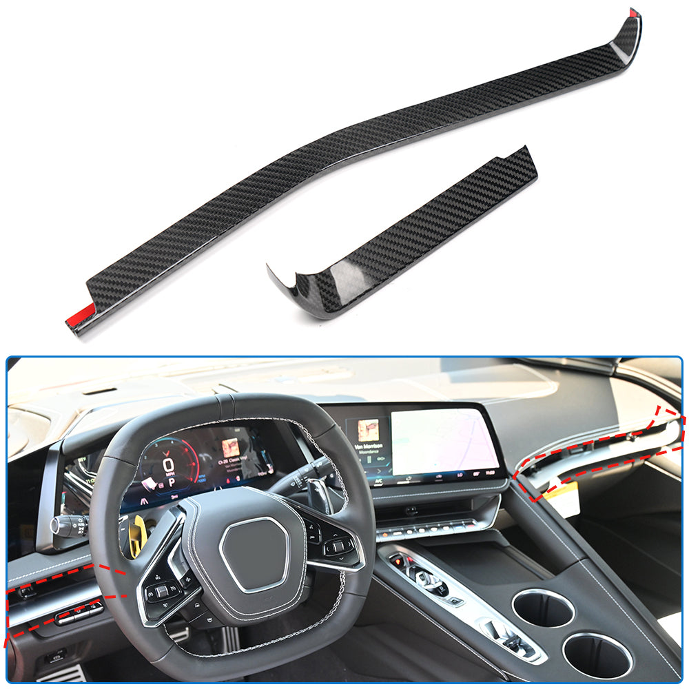 For Corvette C8 Z06 ZR1 2026+ Dry Carbon Fiber 2PCS Dashboard Air Vent Outlet Cover Trim