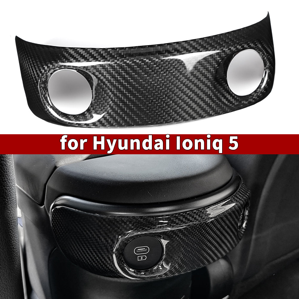 True Carbon Fiber Rear Seat USB Charge Cover Trim For Hyundai Ioniq 5 N 2023 2024 2025