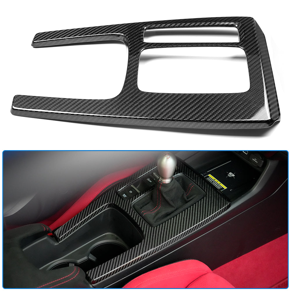 Dry Carbon Fiber Gear Shift Panel Cover Trim For Honda Civic Type R FL5 2023 2024 2025 2026, Center Console Shift Overlay
