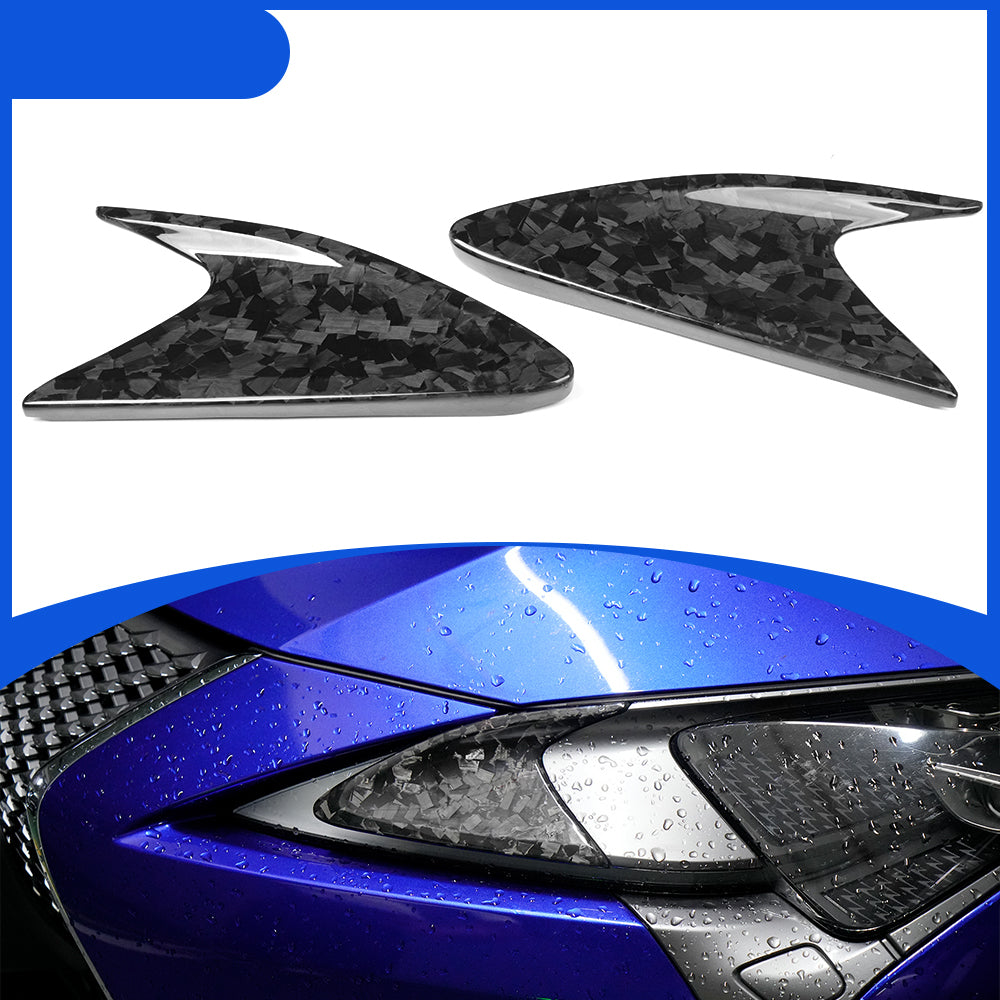Real Dry Carbon Fiber Front Light Headlight Corner Cover Panel for LC500 LC500h Z100 Coupe Convertible 2018-2026