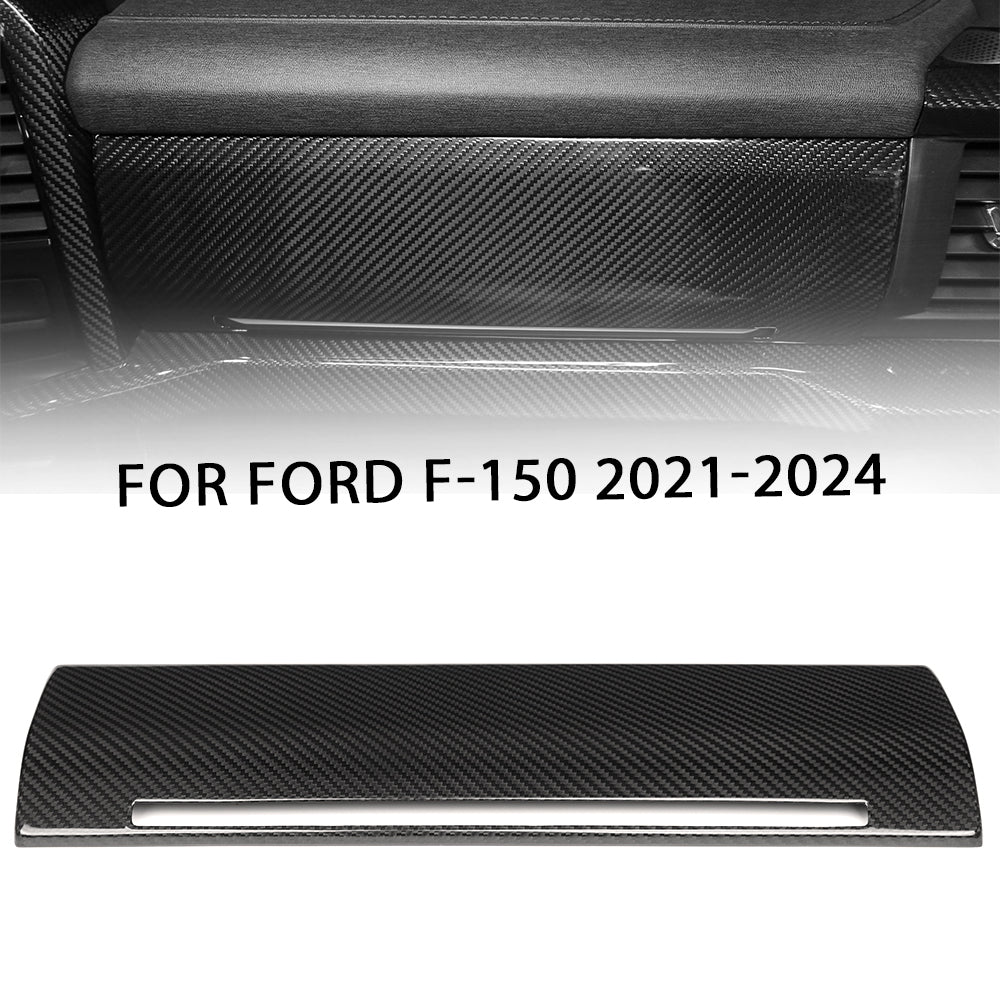 Dry Carbon Fiber Passage Side Glove Box Cover Trim for Ford F150 Raptor Lariat F-250 F-350 2021-2024 Dashboard Glove Compartment Cover
