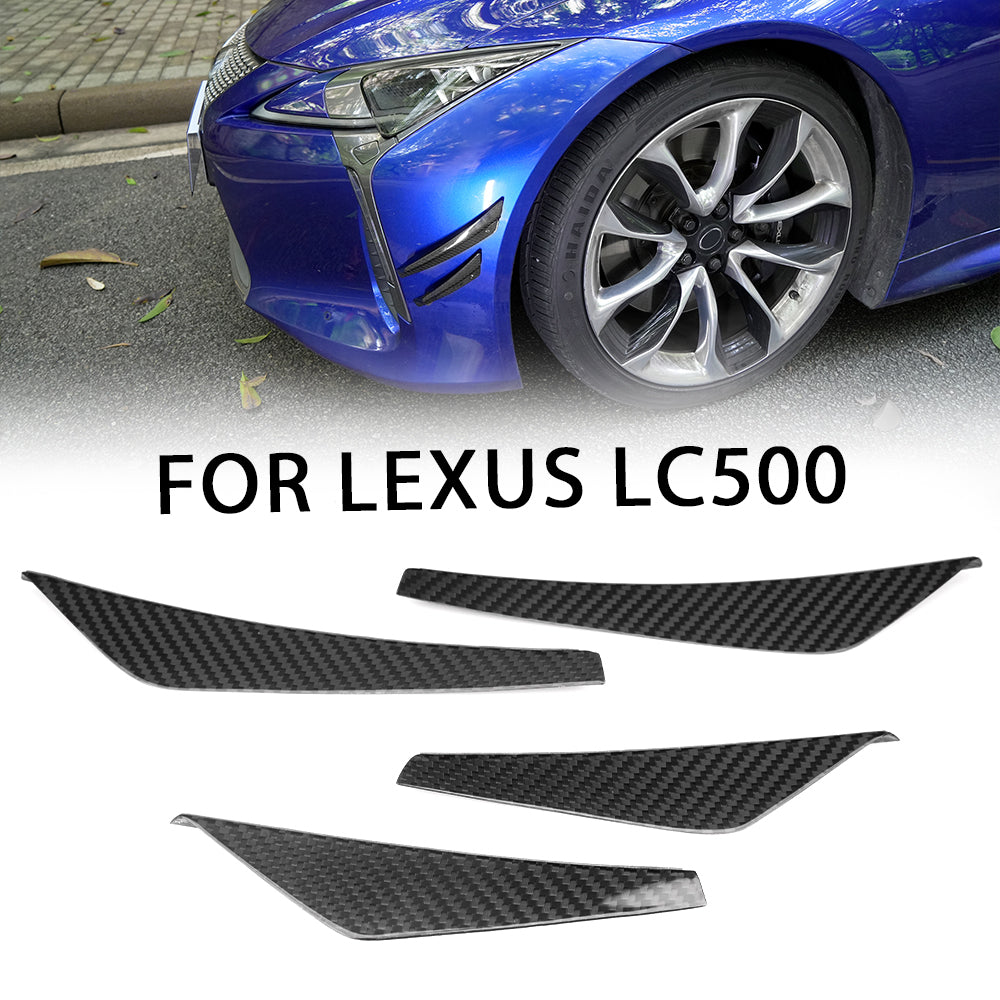 Real Dry Carbon Fiber Front Bumper Canards Trim for Lexus LC500 LC500h 2018-2026 Front Side Aero Fins Cover