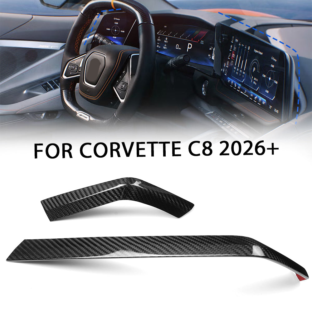 Pre-Preg Carbon Fiber Dashboard Navigation Screen Side Panel Trim for Corvette C8 Z06 ZR1 2026+