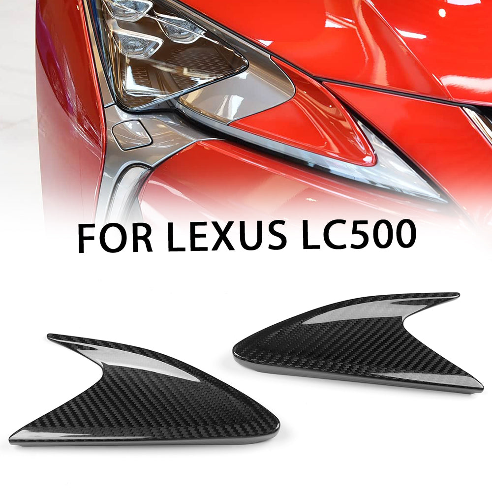 Real Dry Carbon Fiber Front Light Headlight Corner Cover Panel for LC500 LC500h Z100 Coupe Convertible 2018-2026