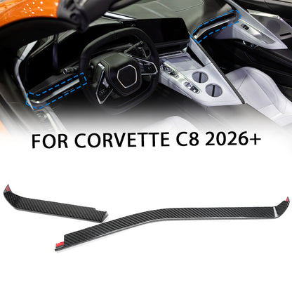 For Corvette C8 Z06 ZR1 2026+ Dry Carbon Fiber 2PCS Dashboard Air Vent Outlet Cover Trim