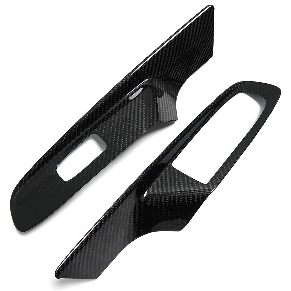 For Chevrolet Corvette C8 2020 2021 2022 2023 Car Door Window Lift Switch Cover Trim Real Carbon Fiber Accessories