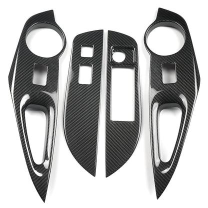 Dry Carbon Fiber 4PCS Window Lift Switch Panel Cover Trim For Toyota GR Corolla GZEA14 2023 2024 2025 2026