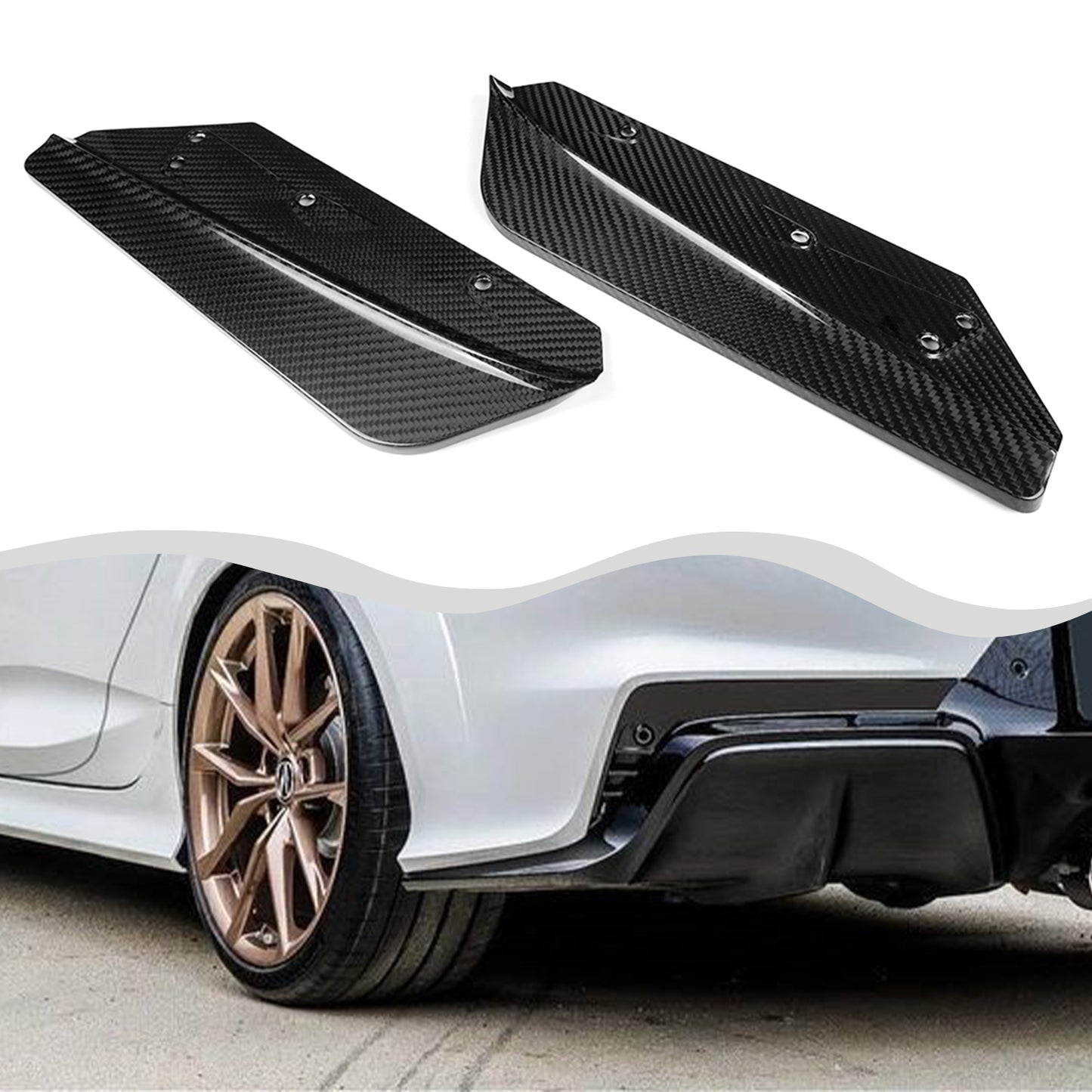 Dry Carbon Fiber Rear Bumper Side Winglet for Acura Integra Type S DE5 2023 2024 2025 2026, Add-on Rear BumperSide Splitter Panel