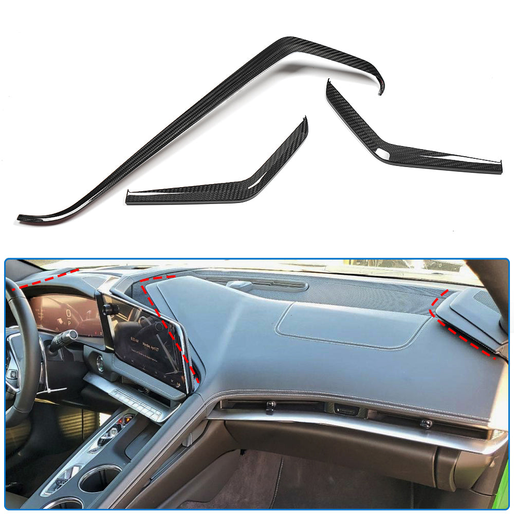 Dry Carbon Fiber Dashboard Side Accent for Chevrolet Corvette C8 Stingray Z06 ZR1 2026+ Dash Upper Trim