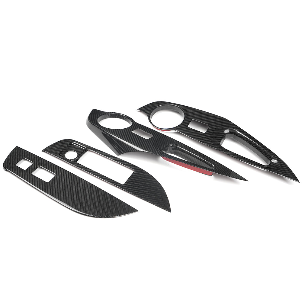 Dry Carbon Fiber 4PCS Window Lift Switch Panel Cover Trim For Toyota GR Corolla GZEA14 2023 2024 2025 2026
