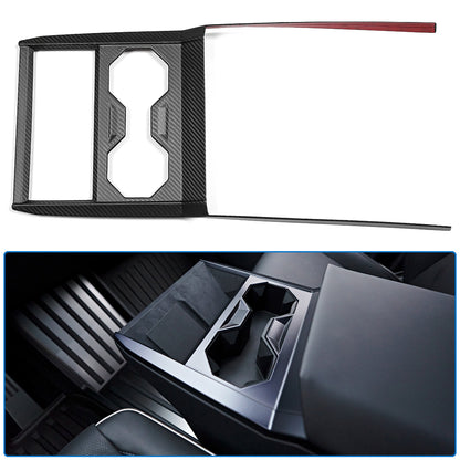 For 2024 2025 Tesla Cybertruck Dry Carbon Fiber Center Console Cupholder Cover Frame Trim
