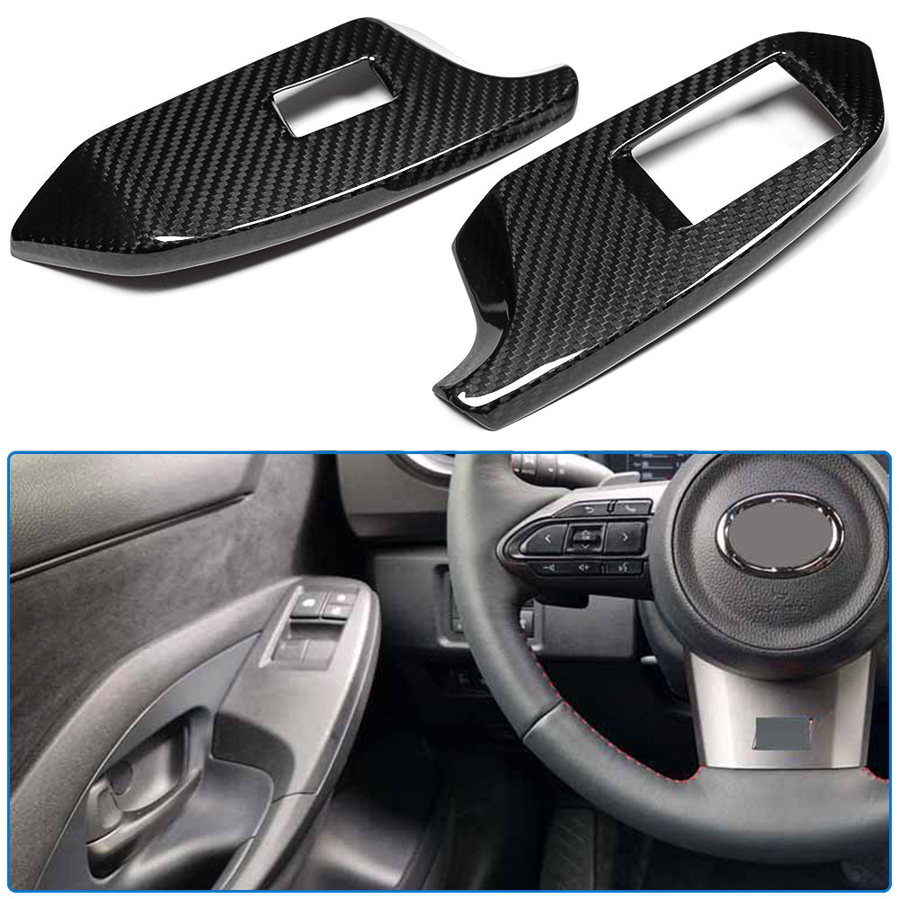 Dry Carbon Fiber Window Lift Switch Button Cover Trim For Toyota GR Yaris RS RZ Morizo 2025 2026, Inner Door Window Decor