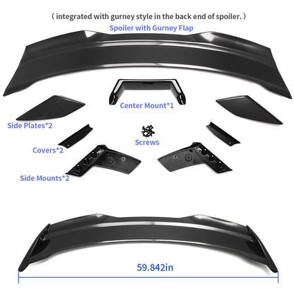 For Mustang S650 GT Dark horse Ecoboost Rear Spoiler HP Spoiler with Gurney Flap Real Carbon Fiber