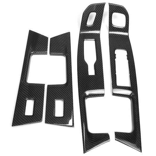 For Ford F-150 F150 Raptor R Limited XLT 2021+ Car Window Lift Button Panel Real Carbon Fiber Interior Cover