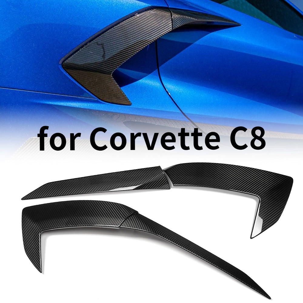 For Chevrolet Corvette C8 Stingray Sports Z06 Z51 2020-2024 Exterior Body Side Air Outlet Frame Cover Dry Carbon Fiber Car Trim