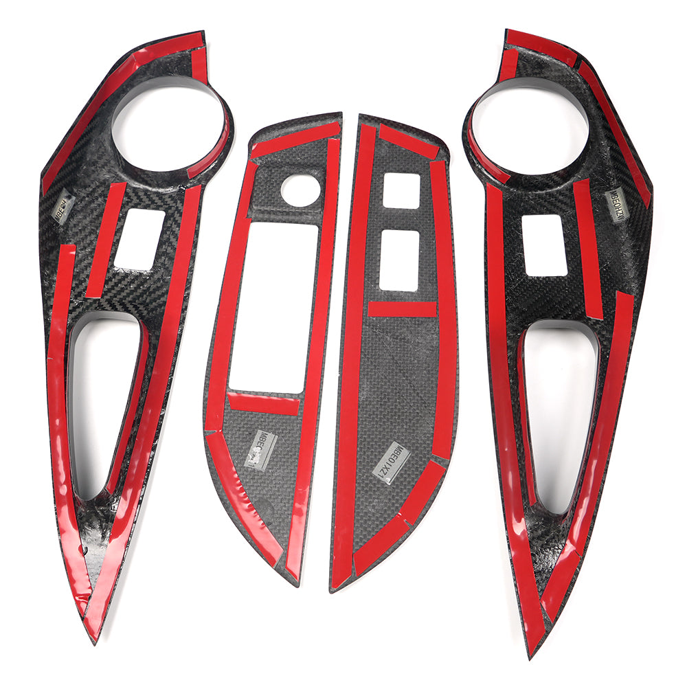 Dry Carbon Fiber 4PCS Window Lift Switch Panel Cover Trim For Toyota GR Corolla GZEA14 2023 2024 2025 2026