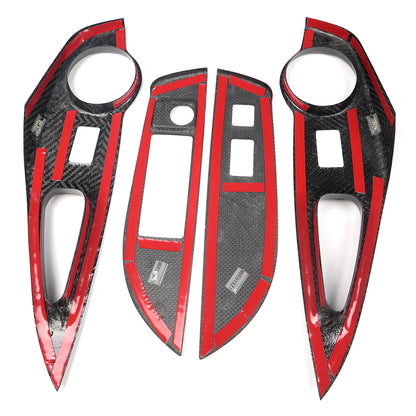 Dry Carbon Fiber 4PCS Window Lift Switch Panel Cover Trim For Toyota GR Corolla GZEA14 2023 2024 2025 2026
