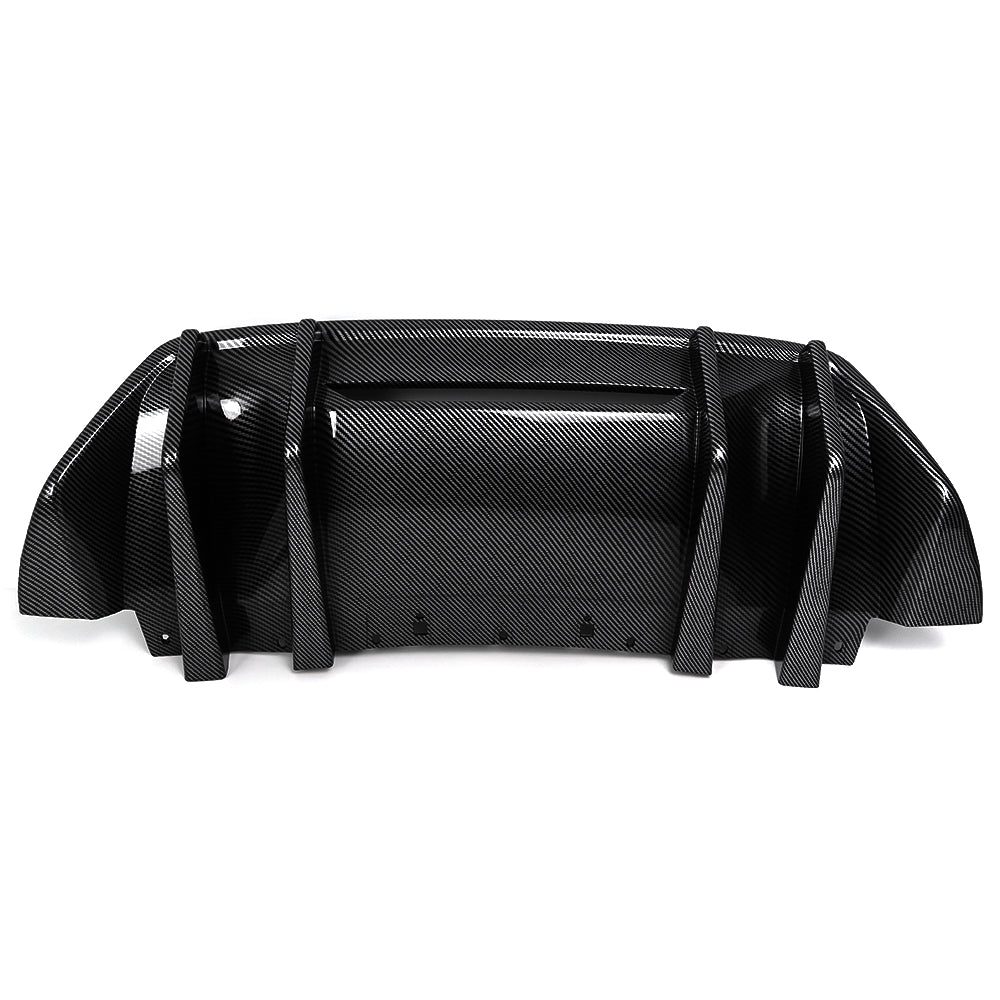 For Mustang S650 GT EcoBoost Rear Bumper Diffuser ABS Glossy Black Carbon Fiber Look